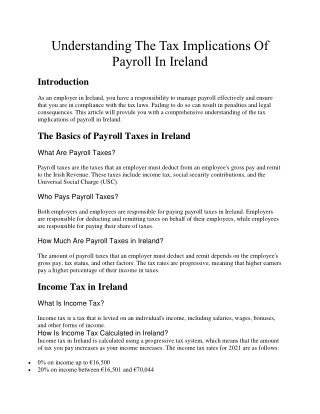 Understanding The Tax Implications Of Payroll In Ireland