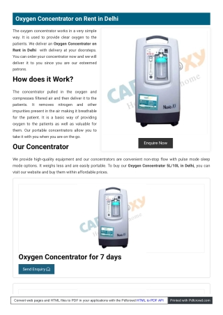 Oxygen Concentrator Medical Equipment on Rent In Delhi, India