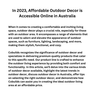 In 2023, Affordable Outdoor Decor is Accessible Online in Australia (1)