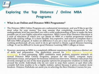 Exploring the Top Distance  Online  MBA Programs........