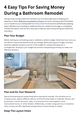 4 Easy Tips For Saving Money During a Bathroom Remodel