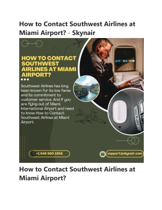 How to Contact Southwest Airline at Miami Airport