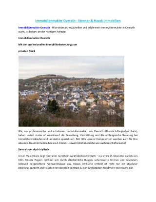 Immobilienmakler Overath - Stenner & Haack Immobilien