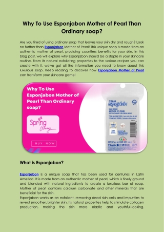 Why To Use Esponjabon Mother of Pearl Than Ordinary soap?