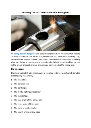 Learning The ISO Code System Of A Boring Bar