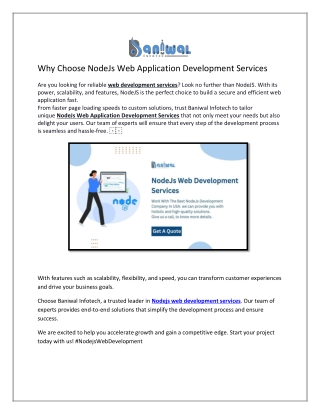 Why Choose NodeJs Web Application Development Services