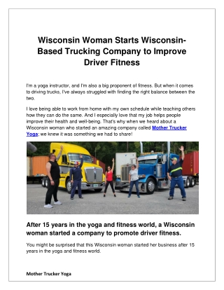 Wisconsin Woman Starts Wisconsin Trucking Company to Improve Driver Fitness