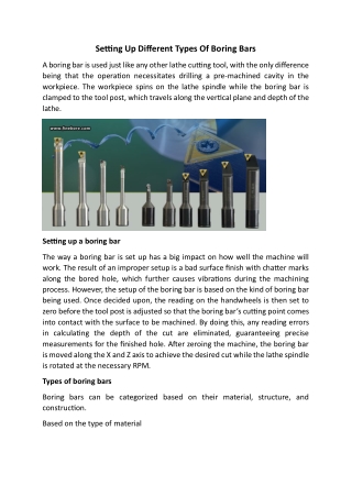 Setting Up Different Types Of Boring Bars