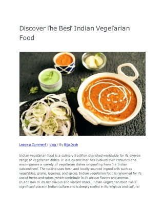 Discover the Best Indian Vegetarian Food