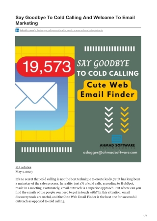1Say Goodbye To Cold Calling And Welcome To Email Marketing