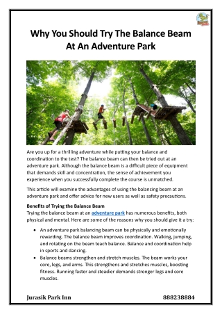 Why You Should Try The Balance Beam At An Adventure Park