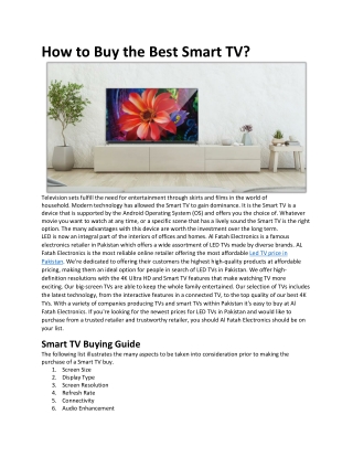 How to Buy the Best Smart TV