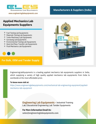 Applied Mechanics Lab Equipments Suppliers