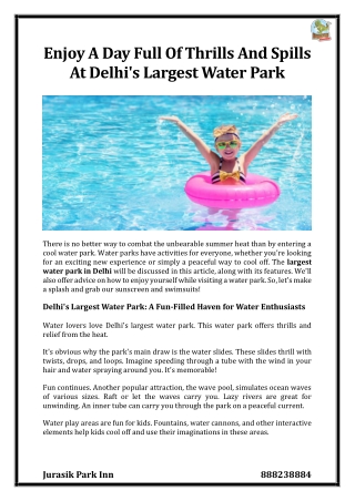 Enjoy A Day Full Of Thrills And Spills At Delhi's Largest Water Park