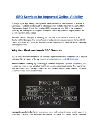 SEO Services for Improved Online Visibility