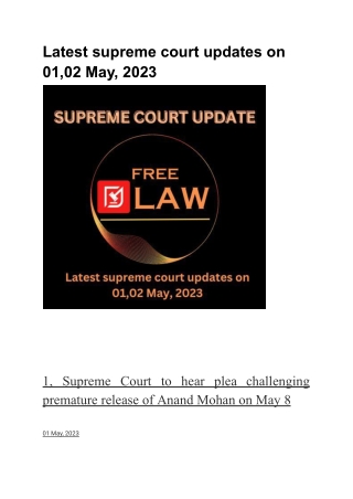 Latest supreme court updates on 01,02 May, 2023
