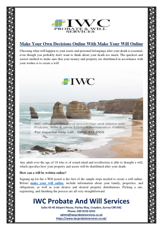 Make Your Own Decisions Online With Make Your Will Online