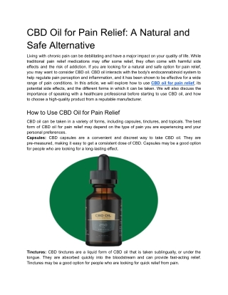 CBD Oil for Pain Relief_ A Natural and Safe Alternative