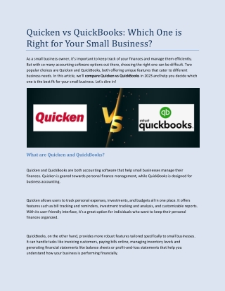 Quicken vs QuickBooks- Which One is Right for Your Small Business