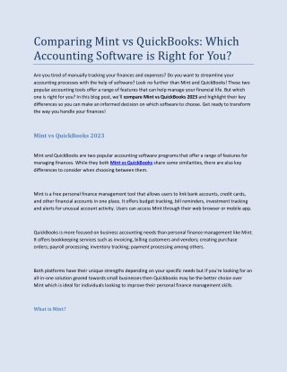 Comparing Mint vs QuickBooks- Which Accounting Software is Right for You