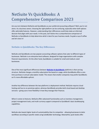 NetSuite Vs QuickBooks- A Comprehensive Comparison 2023