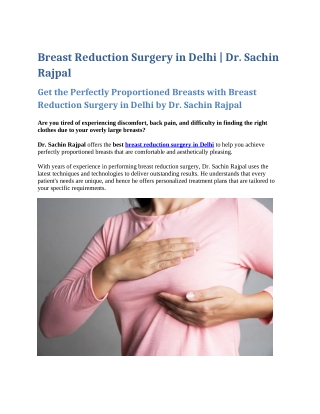 Breast Reduction Surgery in Delhi