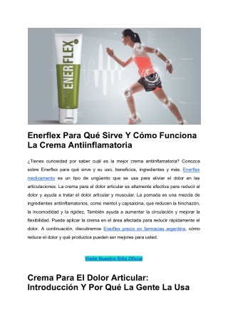 Enerflex Para Qué Sirve Y Cómo Funciona La Crema Antiinflamatoria