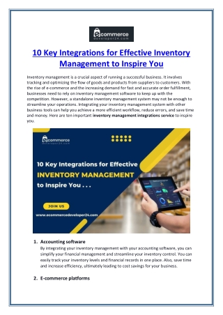 10 Key Integrations for Effective Inventory Management to Inspire You