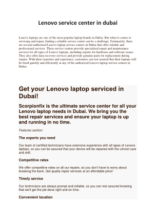 Lenovo service center in dubai