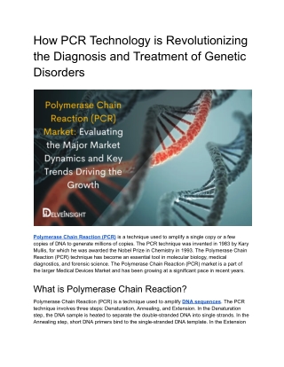 Polymerase Chain Reaction (PCR) Market_ Evaluating the Major Market Dynamics and Key Trends Driving the Growth