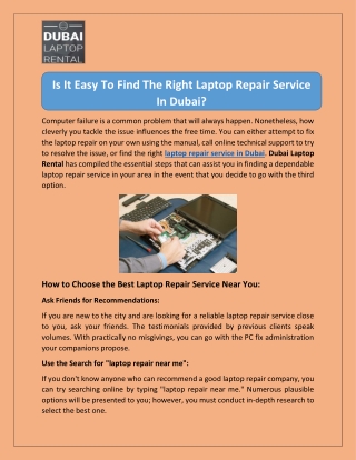 Is It Easy To Find The Right Laptop Repair Service In Dubai?