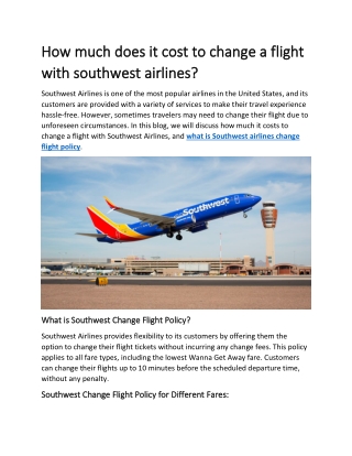 How much does it cost to change a flight with southwest airlines