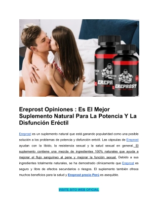 Ereprost Opiniones _ Es El Mejor Suplemento Natural Para La Potencia Y La Disfunción Eréctil