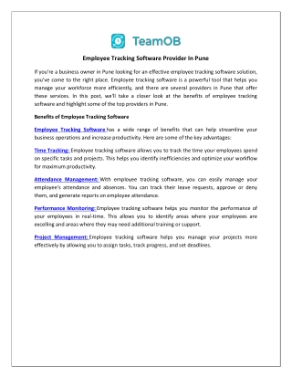 Employee Tracking Software Provider In Pune