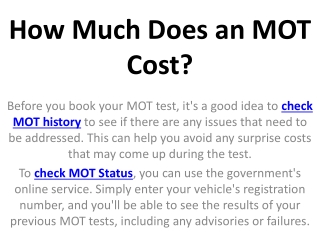 How Much Does an MOT Cost?