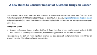 A few rules to consider impact of allosteric drugs on cancer