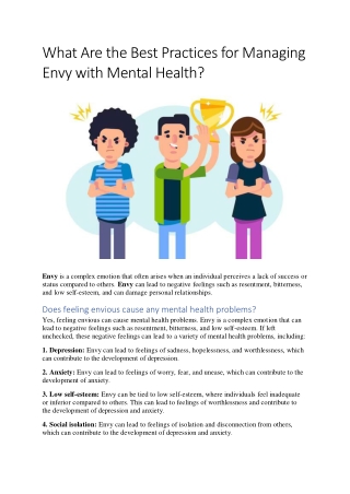 What Are the Best Practices for Managing Envy with Mental Health Envy is a compl