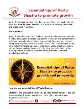 Essential tips of Vastu Shastra