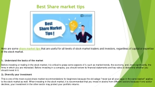 Best Share market tips