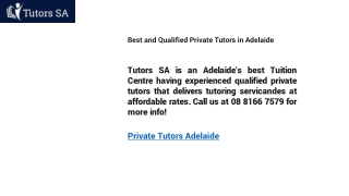 Best and Qualified Private Tutors in Adelaide