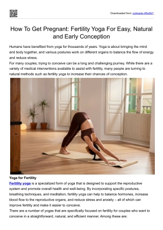 How To Get Pregnant - Fertility Yoga For Easy, Natural and Early Conception