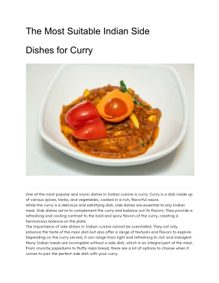 The Most Suitable Indian Side Dishes for Curry