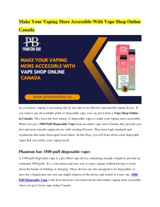 Make Your Vaping More Accessible With Vape Shop Online Canada