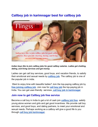 Callboy job in karimnagar best for callboy job