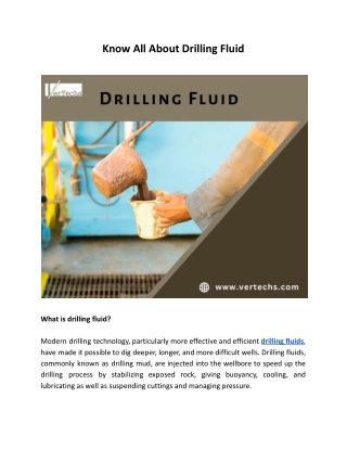 Know All About Drilling Fluid