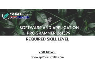 Software and Application Programmer 261399 Required Skill Level