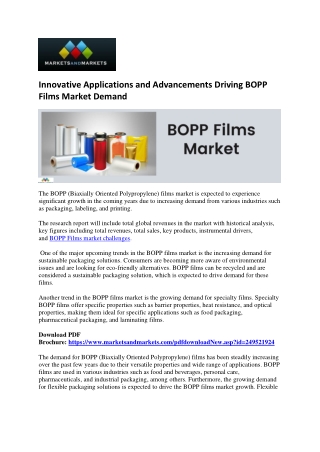 BOPP Films Market to Benefit from Expansion of E-commerce and Online Retailing