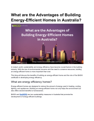 What are the Advantages of Building Energy-Efficient Homes in Australia?