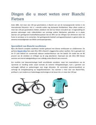 Dingen die u moet weten over Bianchi Fietsen.