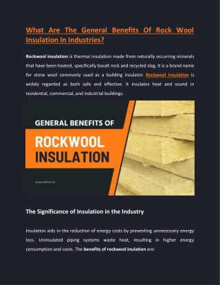 General Benefits of Rockwool Insulation In Industries